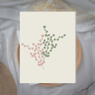 Agradecimento Cartão de saudação de arte de Bagas Rosa e Verde A