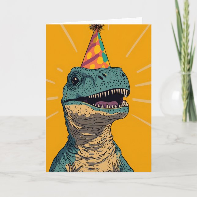 Agradecimento Cartão de Saudação de Festa de aniversário Dinossa (Frente)