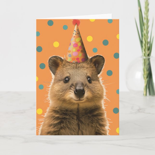 Agradecimento Cartão de saudação de Festa de aniversário Quokka (Frente)