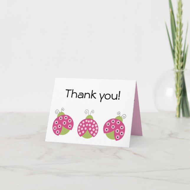 Agradecimento Cartão de Saudação de Pie Ladybug de Docinho Adorá (Frente)