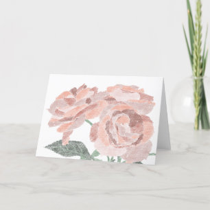 Agradecimento Cartão de saudação de Vazio de Rosas desenhados à