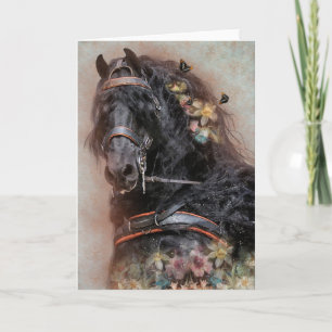 Agradecimento Cartão de Saudação do Cavalo Preto Friesian