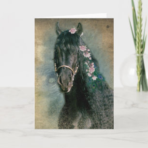 Agradecimento Cartão de Saudação do Cavalo Preto Friesian