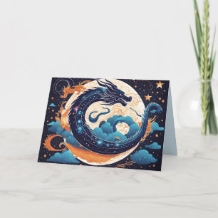 Agradecimento cartão de saudação do dragão lunar