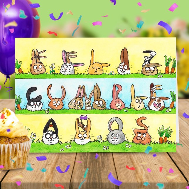 Agradecimento Cartão de Saudação Feliz Cumpleaños Bunnies (Criador carregado)