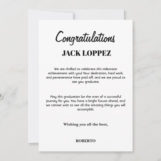 Agradecimento Cartão de saudação para a graduação (Frente)