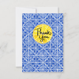 Agradecimento Cartão de saudação plano Lemon & Azulejo "Obrigado