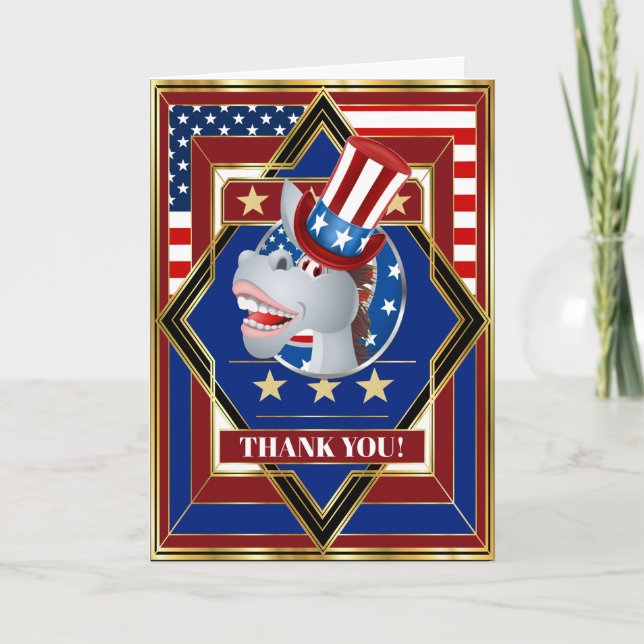 Agradecimento Cartão de Saudação Político Democrata (Frente)