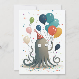 Agradecimento Cartão de Saudação Simples do Partido Octopus