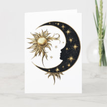 Cartão de Saudações Sun e Moon Dourado