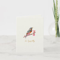 Cartão de simpatia de pássaro Robin em aquarela el