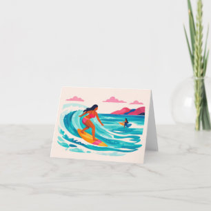 Agradecimento cartão de surfista Aloha em branco por dentro