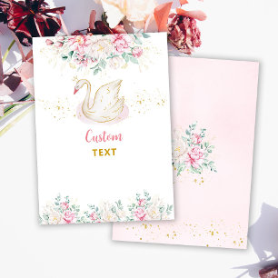 Agradecimento Cartão de Texto Personalizado Princess Swan Baby S