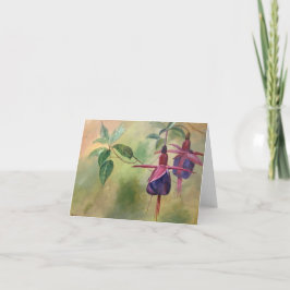 Agradecimento Cartão de vazio com design de flor da Fuchsia