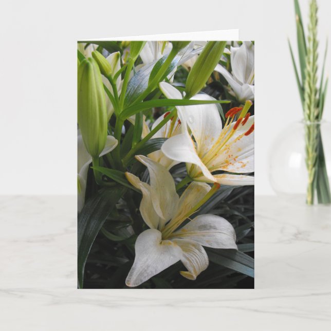 Agradecimento Cartão de vazio com flores brancas (Frente)