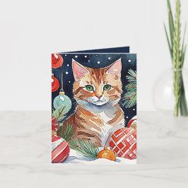 Agradecimento Cartão de Vidro Laranja Tabby Cat Meowy Christmas 