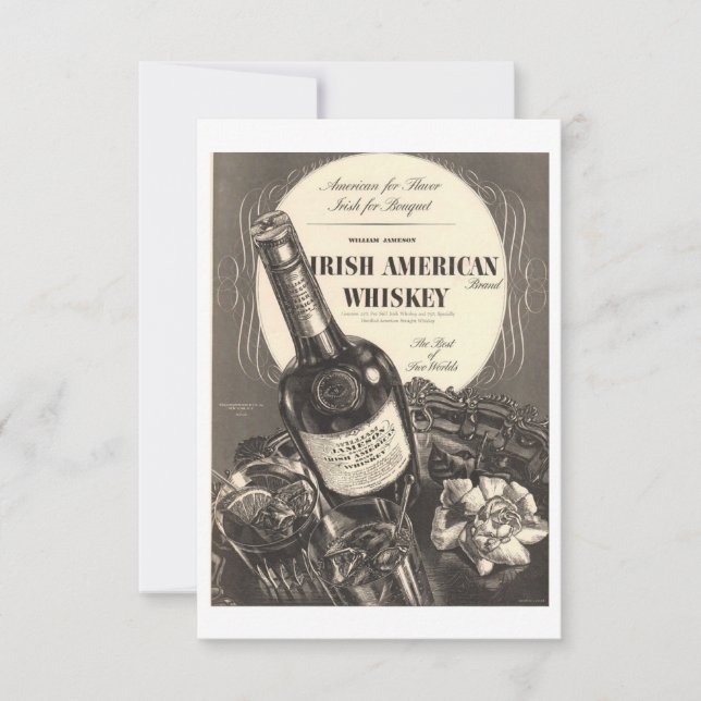 Agradecimento Cartão de Vintagem Whiskey Irlandês Americano (Frente)