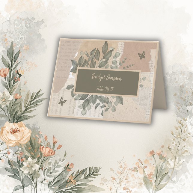 Agradecimento cartão de visita de boho chic greenery (Criador carregado)