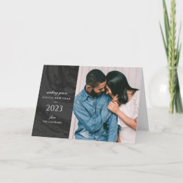 Agradecimento Cartão de Voto de Ano Novo Marcado - Preto