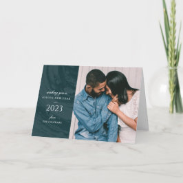 Agradecimento Cartão de Voto de Ano Novo Marmoreado - Teal