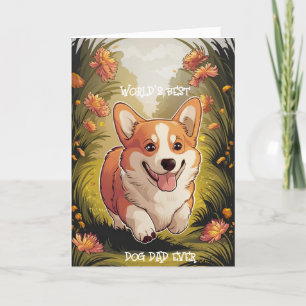 Agradecimento Cartão Dia de os pais Engraçado Corgi Cachorro Pai