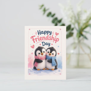 Agradecimento Cartão do Dia da Amizade de Pinguins Fofos
