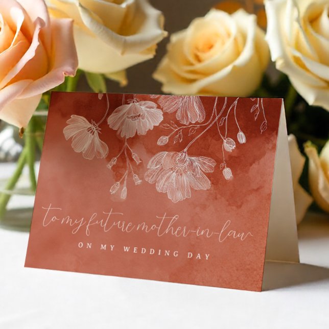 Agradecimento Cartão do Dia das Mães com Floral de Terracota Enf (Mother In Law Card)