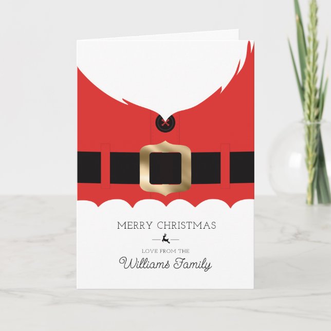 Agradecimento Cartão Dobrado de Natal de Casaco Vermelho do Papa (Frente)