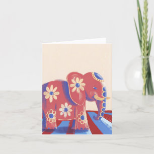 Agradecimento Cartão floral de elefante de feliz aniversário