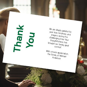 Agradecimento Cartão Funeral Tradicional de Condolências em Verd