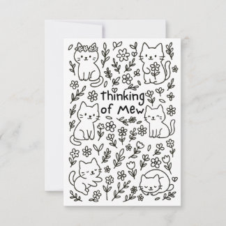 Agradecimento Cartão Minimalista de Gato Desenhado à Mão Pensand