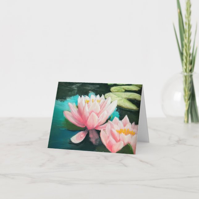 Agradecimento cartão para flores de lótus rosa (Frente)
