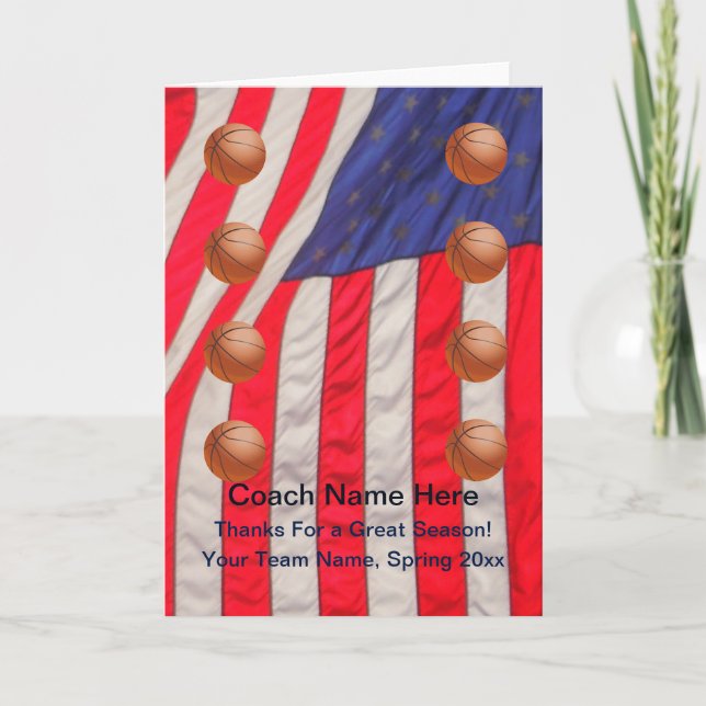 Agradecimento Cartão Patriótico para Treinador de Basquete, Dent (Frente)