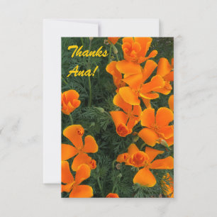 Agradecimento Cartão Personalizável com Foto de Flores Laranja