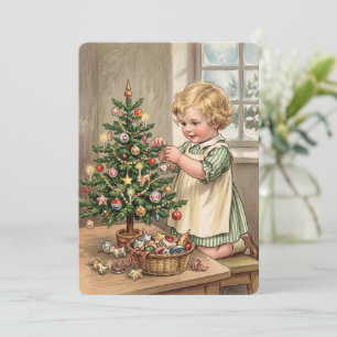 Agradecimento Cartão Plano de Criança Decorando Árvore de Natal