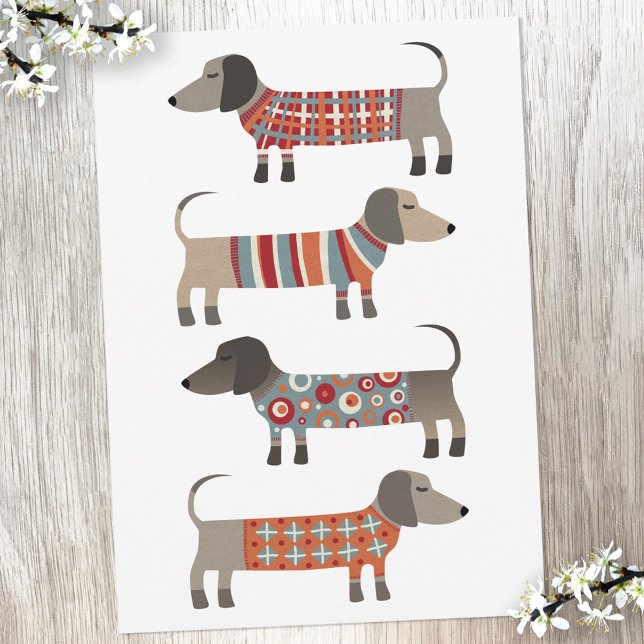 Agradecimento Cartão plano para cães de salsicha (Dachshund Wiener Sausage Dog flat card)