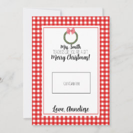 Agradecimento Cartão Presente de Natal para Professores de Wreat