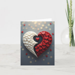 Agradecimento Cartão Romântico de Amor Cardíaco Yin-yang