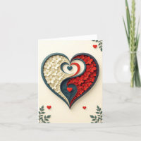 Cartão Romântico de Amor Cardíaco Yin-yang
