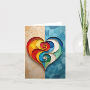 Agradecimento Cartão Romântico de Amor Cardíaco Yin-yang