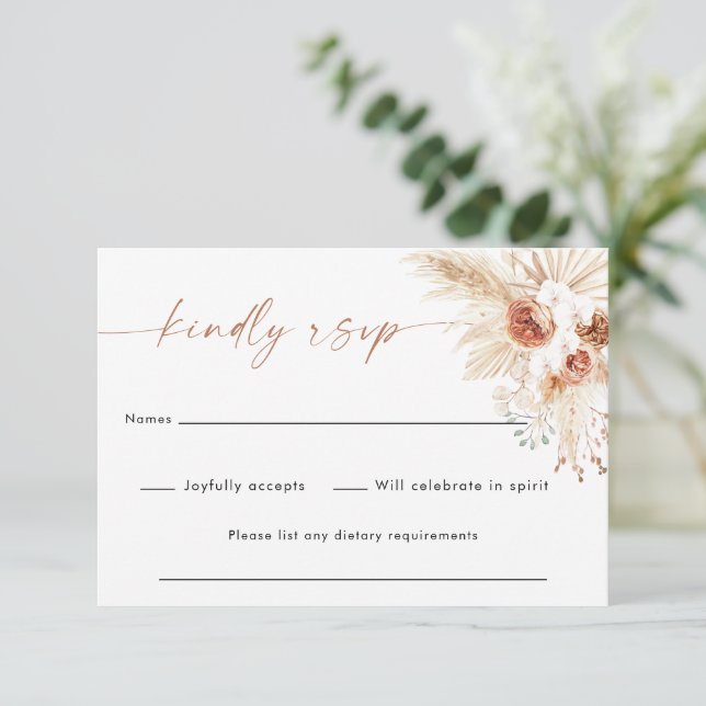 Agradecimento Cartão RSVP Boho Wedding | Cartão de Resposta 3,5x (Em pé/Frente)
