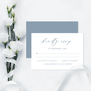 Agradecimento Cartão RSVP de Casamento Azul Dusty Minimalista El