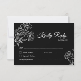 Agradecimento Cartão RSVP de Casamento de Arte de Linha Botânica