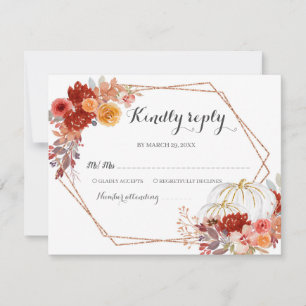 Agradecimento Cartão RSVP de Casamento de Burgundy Pumpkin em Am