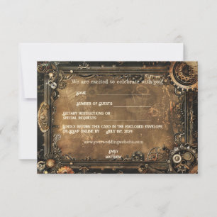 Agradecimento Cartão RSVP de Casamento de Casamento de Steampunk
