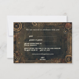 Agradecimento Cartão RSVP de Casamento de Casamento de Steampunk