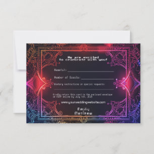 Agradecimento Cartão RSVP de Casamento de Fusão Cyber-Medieval