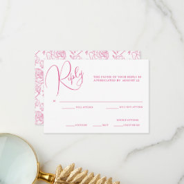 Agradecimento Cartão RSVP de Casamento de Peony Elegance