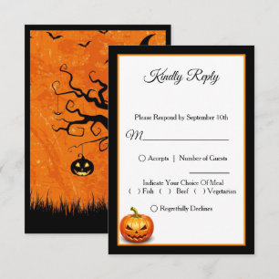 Agradecimento Cartão RSVP de Casamento de Pumpkin de Halloween A