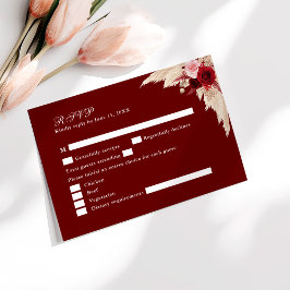 Agradecimento Cartão RSVP de Casamento de Rosas Tropicais Burgun